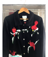 Quacker Factory XL Black,White &amp; Red Fleece Jacket Cardinals 100% Polyester - £28.12 GBP