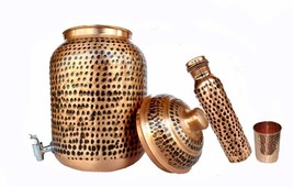 Rastogi Handicrafts pure copper Hammered water storage Tank Brown pot 4 ... - £117.13 GBP