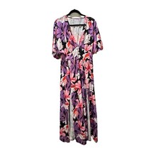 Floral Maxi Dress Large NWOT Pink Purple, 2 Front Slits - $219.41 MXN