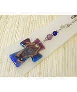 Lampwork Glass Cross Ceiling Fan Pull Blue &amp; Lavender - $14.55 CAD
