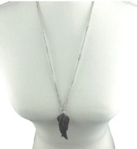 Vintage Angel Wings Necklace Pendant Gothic Vibe Silver Tone Cable Chain 26&quot; L - £7.20 GBP