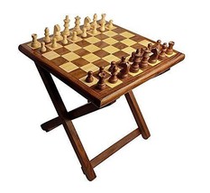 Handmade Wooden Table Chess - Foldable with Storage Box (12 Inch) in Multicolor- - £118.69 GBP