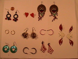 [h3c] Lot Of 10 Vintage Costume Earrings - Ear Wire, Post &amp; Back - £22.24 GBP