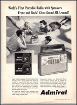 1958 Admiral Radio PRINT AD World&#39;s First Portable Radio With Speakers BX4 - $9.49