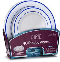 Laura Stein Designer Dinnerware Set of 40 Premium Plastic Wedding/Party ... - £22.59 GBP+