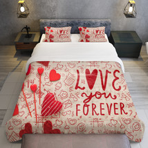 3pcs  Valentine&#39;s Day Duvet Cover Set (1*Duvet Cover + 2*Pillowcase, Wit... - $32.65