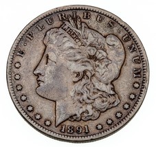 1891-CC Silver Morgan Dollar in Fine Condition - £162.69 GBP