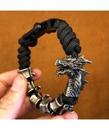 Paracord Dragon Spine Bracelet, Black EDC, Customizable Size - $49.99