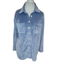 Soft Surrounding Large Petite Blue Old Softy Shirt Velour Button Up Long... - £22.75 GBP