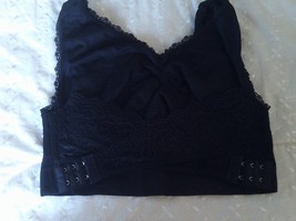 cross front black pull on ladies bra top bralette size medium 36-38&quot; bust - $8.52