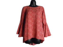 Lauren Conrad Red/Pink Spotted Semi Sheer Drapey Bell Sleeve Blouse Size... - $19.79