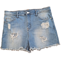 Harper Large Blue Jean Denim Cut Off Distressed SHORTS Light Wash 33&quot; Waist - $16.01