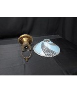 Mid Century Modern Blue Frosted Swirl Hobnail Glass Ceiling Light Fixtur... - $65.44