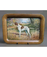 Vintage 1940s Ole Larsen Pointer Bird Dog Painted Metal Tray  - $1,393.96 MXN