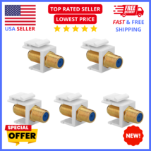 White Coaxial Keystone Jacks (RG6, 5-Pack) Gold-Plated for Optimal Signa... - £11.27 GBP