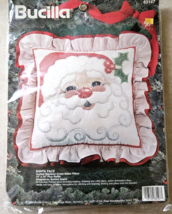 Vintage 1994 Bucilla Santa Face Quilted Stamped Cross Stitch Pillow Kit #83147 - $18.99