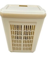 Vintage Cream Rubbermaid Laundry Hamper Basket Lid Catch N Carry - £21.32 GBP