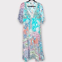 PEACE + LOVE colorful patchwork floral maxi dress beading, embroidery &amp; ... - $95.79