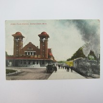 Postcard Grand Trunk Train Station Battle Creek Michigan Railroad Color Antique - £7.98 GBP