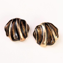 Vintage Brown Resin and Gold Art Deco Shell Clip-On Earrings, 1 in. - £15.54 GBP