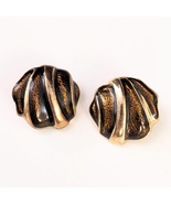 Vintage Brown Resin and Gold Art Deco Shell Clip-On Earrings, 1 in. - £15.65 GBP