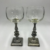 Vintage Set of 2 Metal and Glass Votive Candle Holders Stands Pewter Silver - $24.73