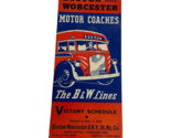 Boston Worcester Motor Coaches B&amp;W Lines 1943 Victory Schedule Time Table - £10.48 GBP
