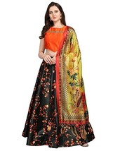 Matrimonio Lehenga Choli &amp; Dupatta Poly Seta Stampa Digitale Semi-Cucita - £38.37 GBP