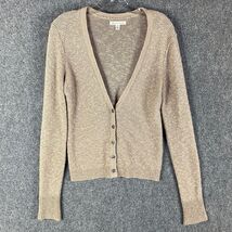 American Eagle Cardigan Women&#39;s Medium Brown Knit V-Neck Glitter Cotton ... - $20.87 CAD