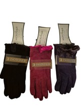 Isotoner Leather Suede Fleece Lined Gloves Black Red Purple NEW Sz XL - £16.16 GBP