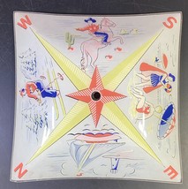 Rare Vintage 1950&#39;s Glass Ceiling Light Shade Horse Sailboat Ski Beach N... - $89.09