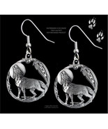 MOON SHADOW WOLF EARRINGS - DIAMOND CUT WILD WOLVES EAGLE FEATHER - FREE... - £18.60 GBP