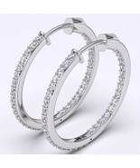 3 CT  Natural Diamond GH/I1  Stunning Inside Out Hoop Earrings 14k Gold - £3,020.65 GBP