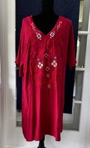 Ladies&#39; Drk Red Dress/Blouse, Embroidered Indigenous Design, XL, Misslook - £14.25 GBP