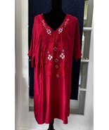 Ladies&#39; Drk Red Dress/Blouse, Embroidered Indigenous Design, XL, Misslook - $356.84 MXN
