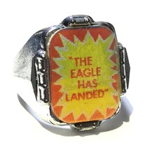 Apollo 11 The Eagle Has Landed Flicker / Flasher Silver Base Ring (Circa 1970&#39;s) - £44.69 GBP