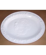 Thanksgiving Porcelain White Turkey Platter, Made In Japan - $42.23
