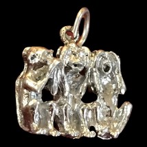 Vintage Sterling Silver Three Wise Monkeys - Speak See Hear - No Evil Charm - £28.41 GBP