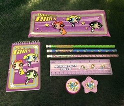 Vintage 1999 Powerpuff Girls Pencils  Pencil Case 8pc Lot - $74.25