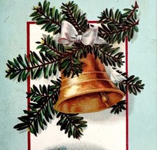 Christmas Victorian Greeting Card Gold Bell Embossed 1900s Postcard PCBG11E - £15.94 GBP