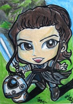 Star Wars Ray &amp; BB-8 Japanese Anime Original Art Sketch Card Drawing ACEO Maia - £15.70 GBP