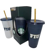 5 NEW FIU Starbucks Reusable Cold Cups Lids Straws Christmas Graduation ... - $34.13 CAD
