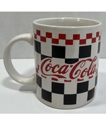 Coca-Cola Coffee Cup Mug Black White Checkered Diner Design 1997 Vintage - £5.67 GBP