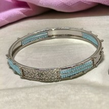 Vintage silvertone beaded bangle - £11.56 GBP