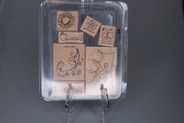 Stampin Up! &quot;Perfect Princess&quot; Mounted Rubber Stamp Set of 7, Queen Crown - £7.75 GBP