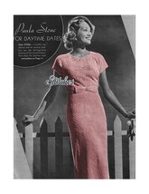 1930s Dress Cap Sleeves Waist Bow, Modeled by starlet - Knit pattern (PDF 0793) - £2.93 GBP