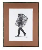 &quot;Untitled&quot; (Hobo) Limited Edition Lithograph by Laura Cobos, Framed 21x17&quot; - £125.70 GBP