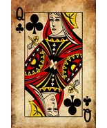 Playing Card Poster - Queen of Clubs #9 Canvas Art Poster 16&quot;x 24&quot; - $28.99