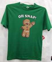 Holiday Time Oh Snap Men&#39;s  Funny Gingerbread Man Xmas T-Shirt Green Sz ... - £14.78 GBP