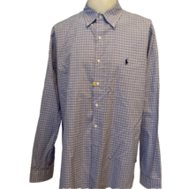 Ralph Lauren Long Sleeve Dress Shirt Light Blue Plaid 17 1/2&quot; - £11.15 GBP